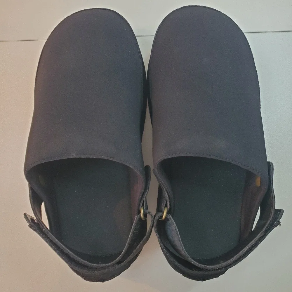 Black Platform Clogs with Adjustable Heel Strap Serrated Sole Womens 8 24SE7 - Picture 4 of 8